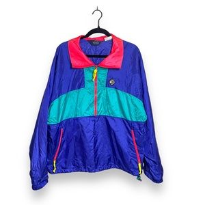 VINTAGE Woolrich Sigmet Gear 80’s Retro Windbreaker Jacket in Neon Multi Size M